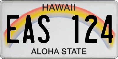 HI license plate EAS124