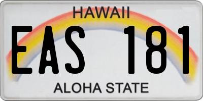 HI license plate EAS181