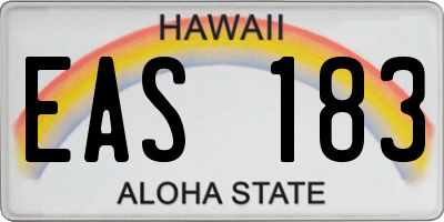 HI license plate EAS183