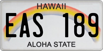 HI license plate EAS189