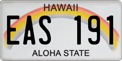 HI license plate EAS191