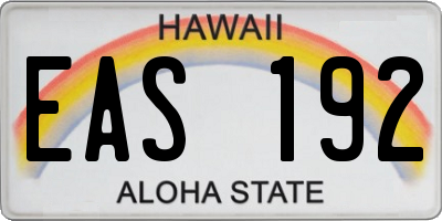 HI license plate EAS192