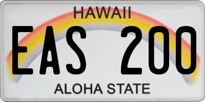 HI license plate EAS200