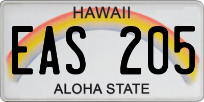 HI license plate EAS205