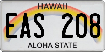 HI license plate EAS208