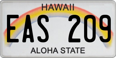 HI license plate EAS209
