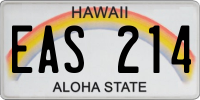 HI license plate EAS214