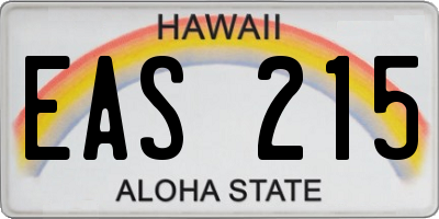HI license plate EAS215