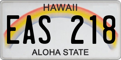HI license plate EAS218