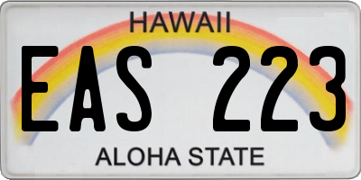 HI license plate EAS223