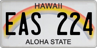 HI license plate EAS224