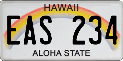 HI license plate EAS234
