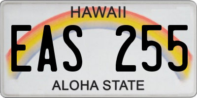 HI license plate EAS255