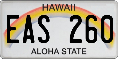 HI license plate EAS260