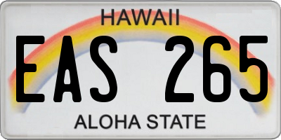 HI license plate EAS265