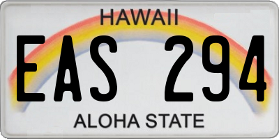 HI license plate EAS294