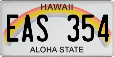 HI license plate EAS354