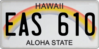 HI license plate EAS610