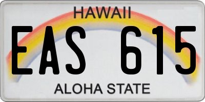 HI license plate EAS615