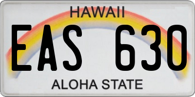 HI license plate EAS630