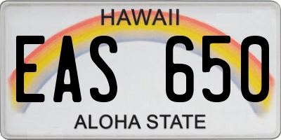 HI license plate EAS650