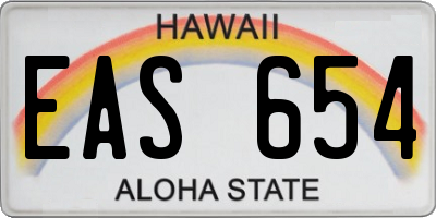 HI license plate EAS654