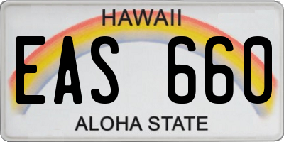 HI license plate EAS660