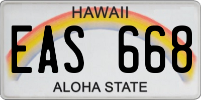 HI license plate EAS668