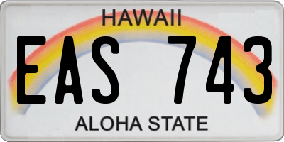 HI license plate EAS743