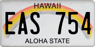 HI license plate EAS754
