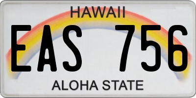 HI license plate EAS756