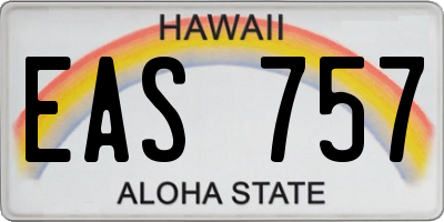 HI license plate EAS757