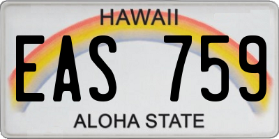 HI license plate EAS759