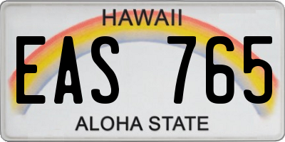 HI license plate EAS765