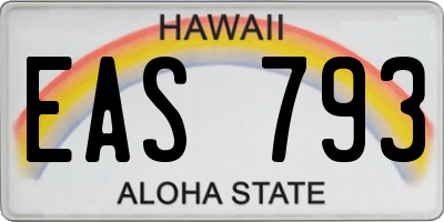 HI license plate EAS793
