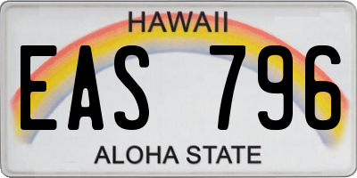 HI license plate EAS796