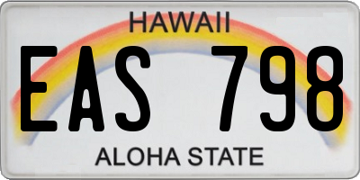 HI license plate EAS798