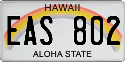HI license plate EAS802
