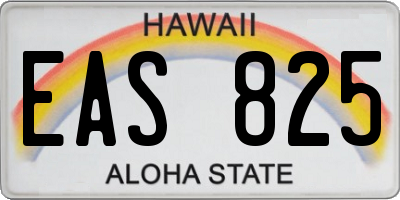 HI license plate EAS825