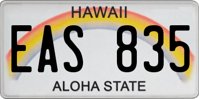 HI license plate EAS835