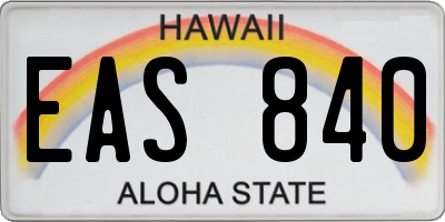 HI license plate EAS840