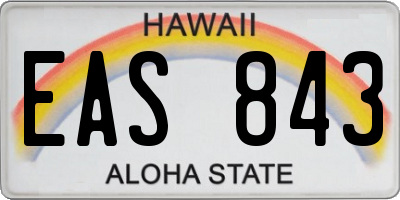 HI license plate EAS843