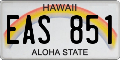HI license plate EAS851