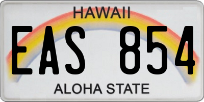 HI license plate EAS854