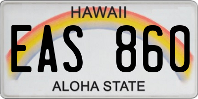 HI license plate EAS860