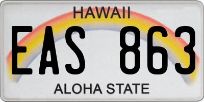 HI license plate EAS863