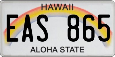 HI license plate EAS865