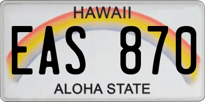 HI license plate EAS870