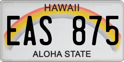 HI license plate EAS875
