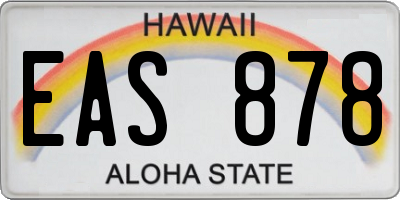 HI license plate EAS878